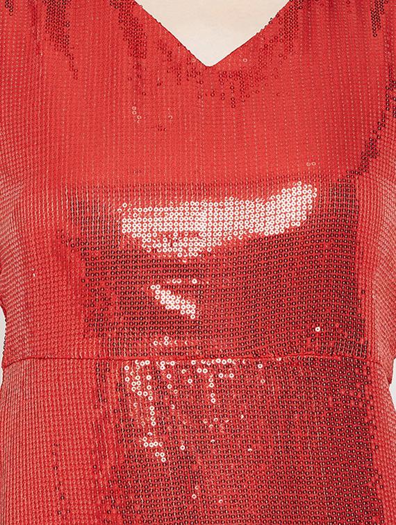 red silk blend aline dress - 16992658 - Standard Image - 3