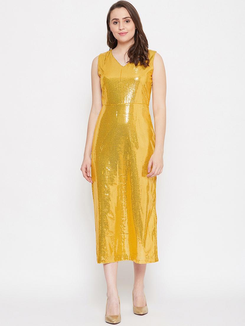 yellow silk blend bodycon dress - 16992659 - Zoom Image - 0