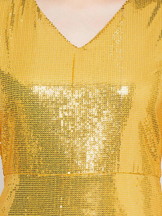yellow silk blend bodycon dress - 16992659 - Standard Image - 3