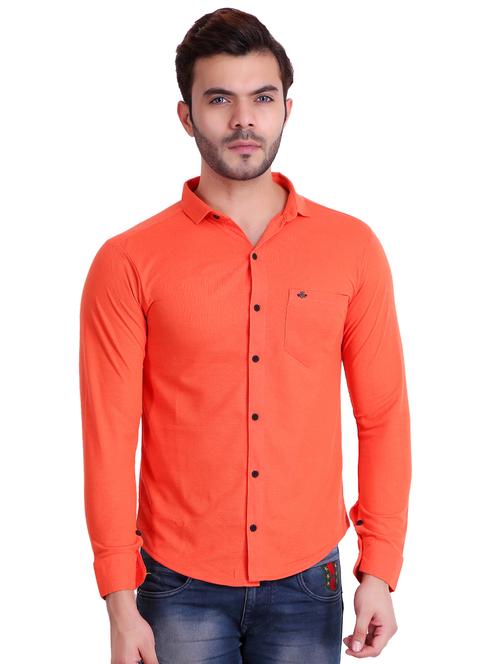 orange solid casual shirt - 16993165 - Standard Image - 0