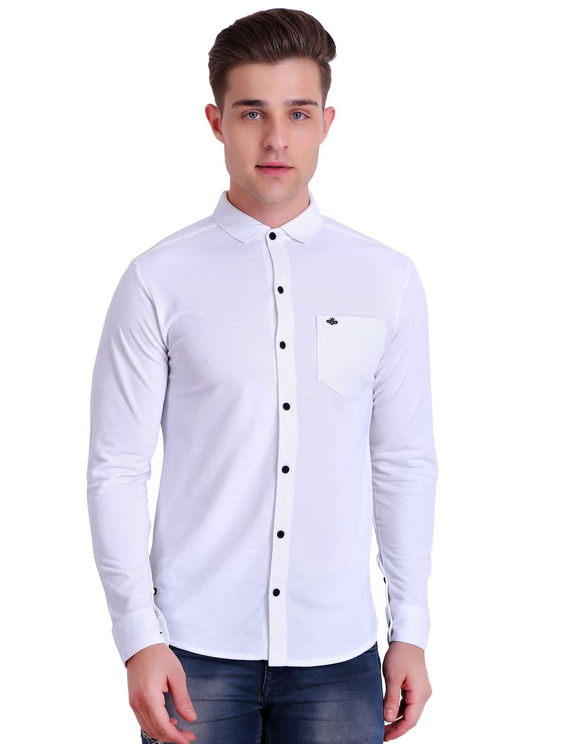 white solid casual shirt - 16993166 - Zoom Image - 0