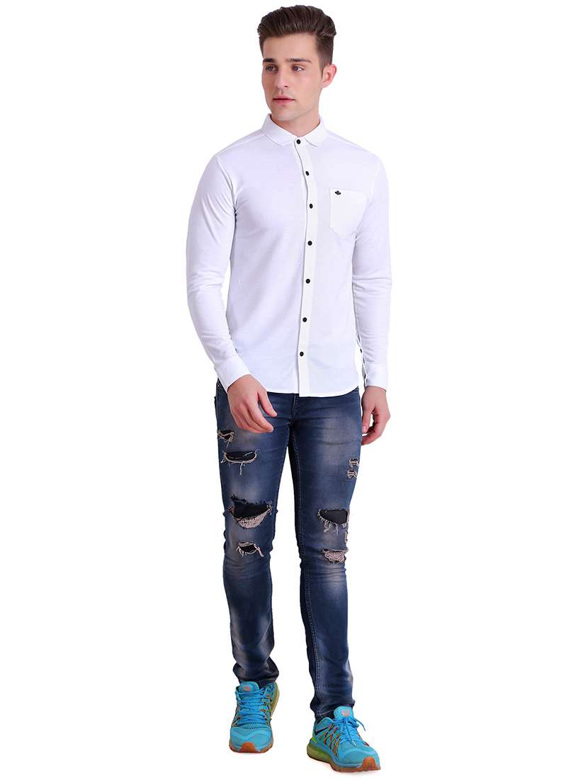 white solid casual shirt - 16993166 - Standard Image - 3