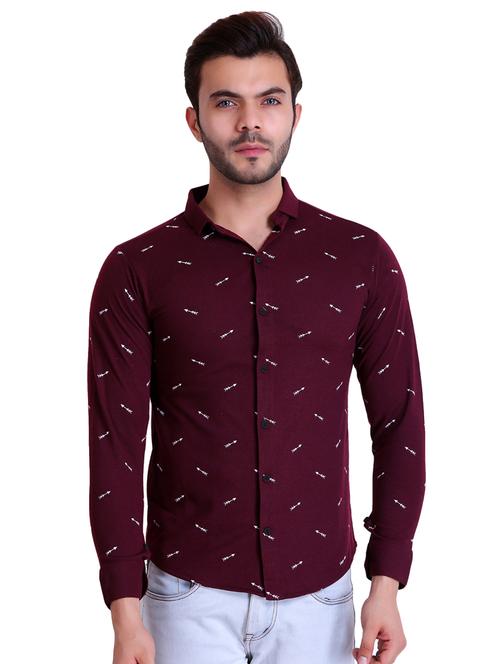 maroon printed casual shirt - 16993168 -  Standard Image - 0