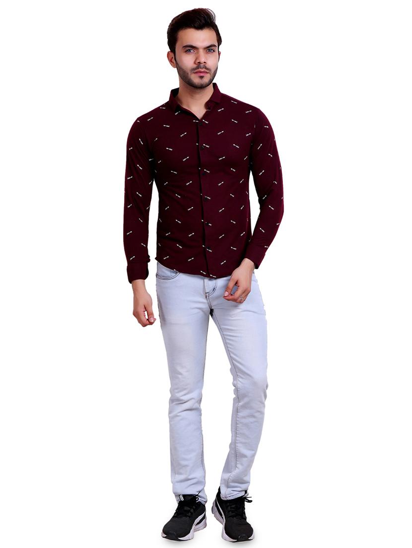 maroon printed casual shirt - 16993168 - Standard Image - 3