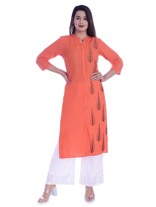 embroidered straight kurta - 16993488 -  Standard Image - 0