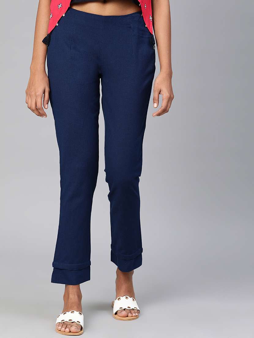 women solid pleated bootcut trouser 