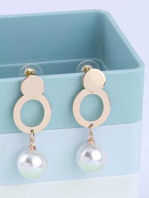 gold metal drop earring - 16994311 - Standard Image - 0