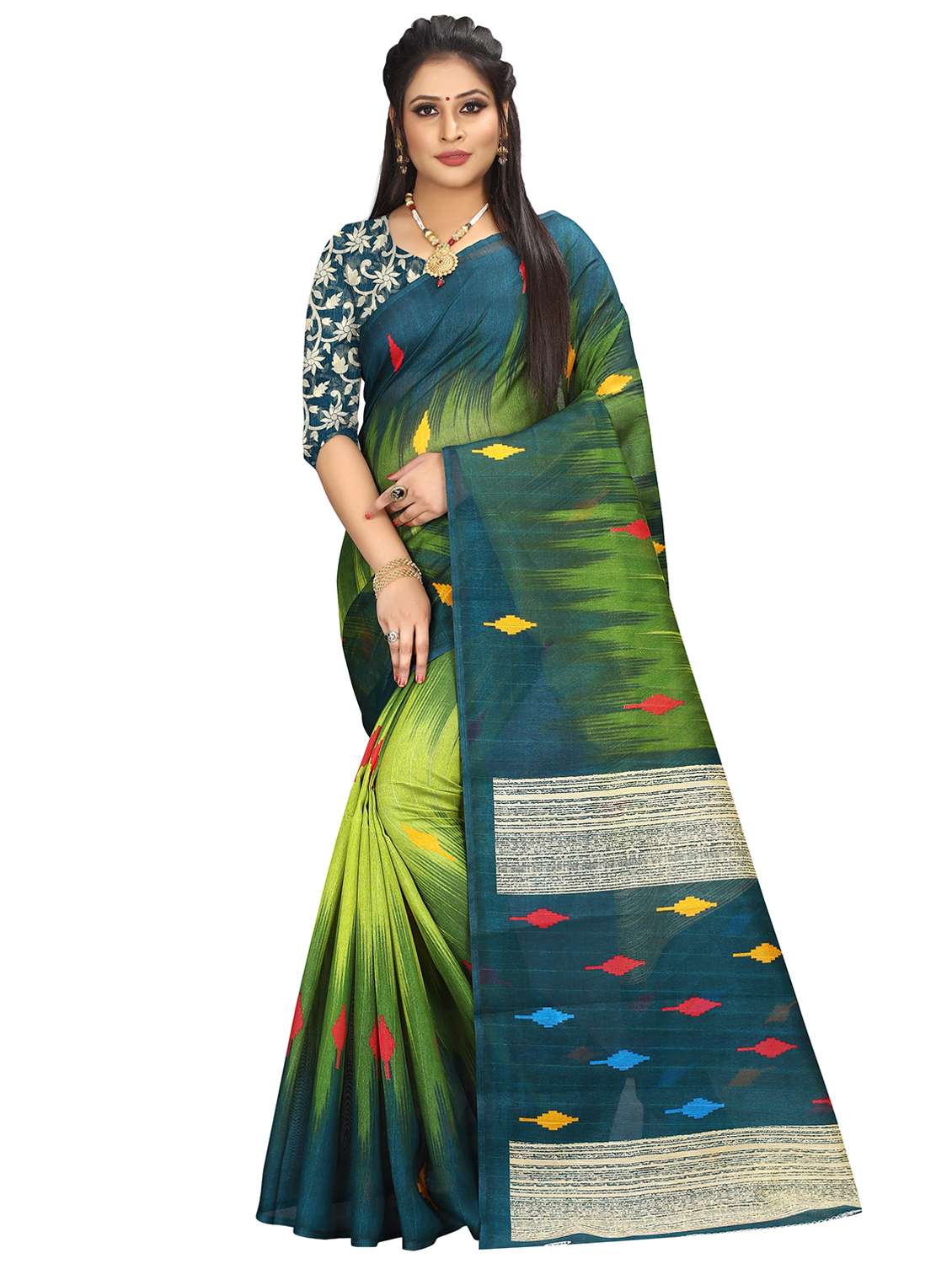 women's self design green colored saree with blouse - 16994324 - Zoom Image - 0