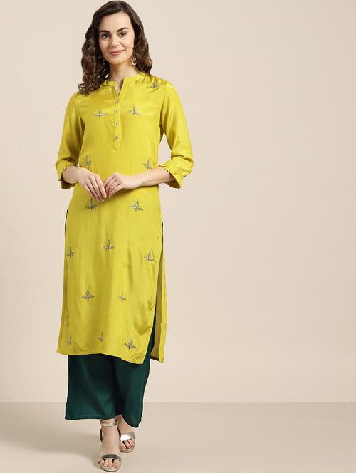 embroidered kurta palazzo set - 16995001 -  Standard Image - 0