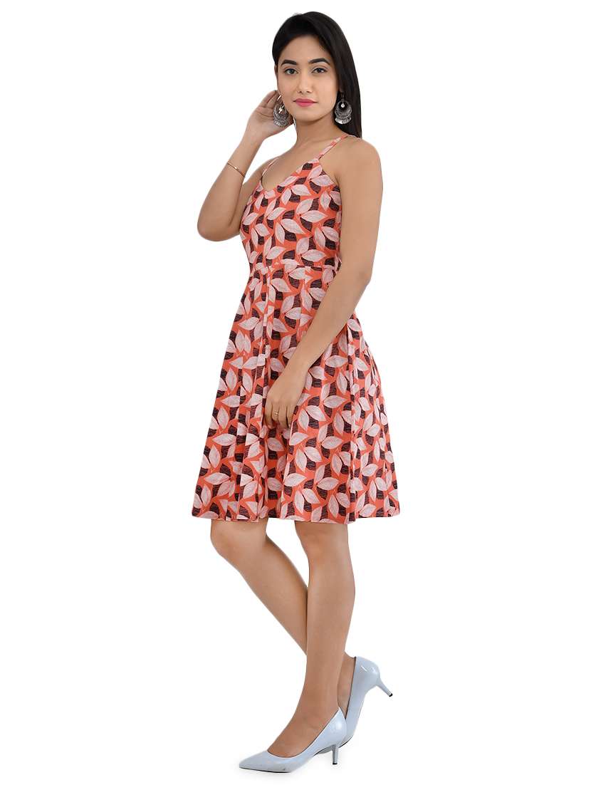women's fit & flare leaf print dress - 16995065 -  Standard Image - 3
