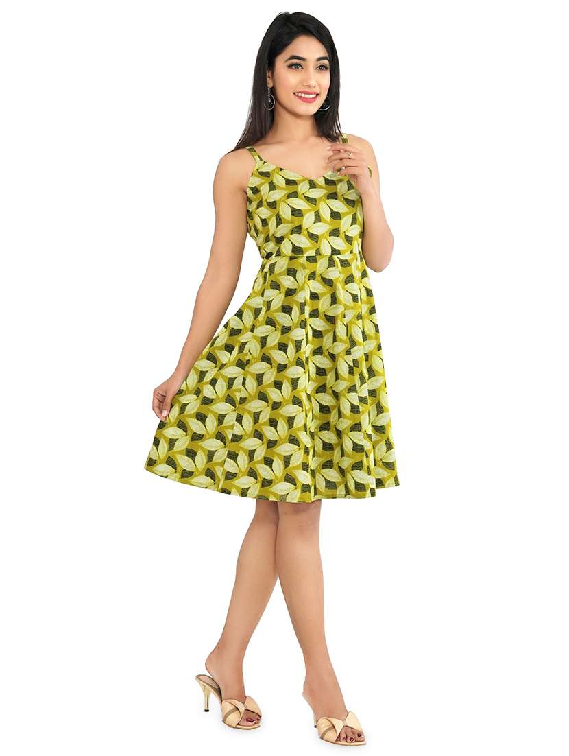 women's fit & flare leaf print dress - 16995066 -  Standard Image - 3