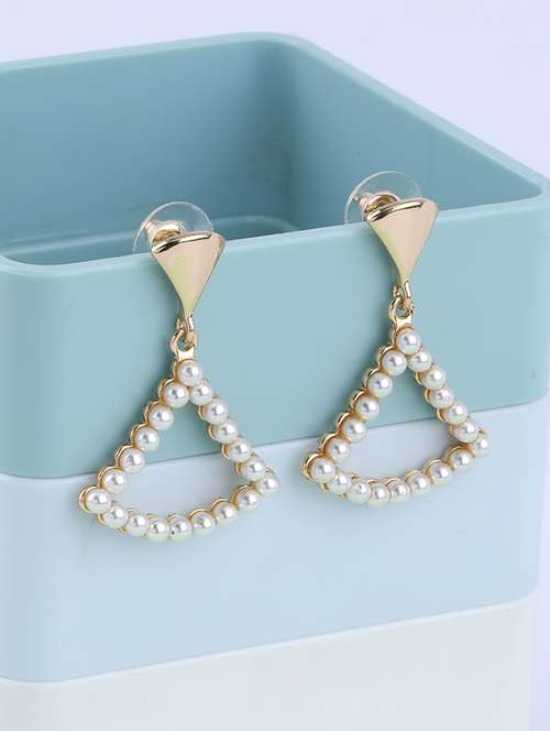 gold metal drop earring - 16995651 - Standard Image - 0