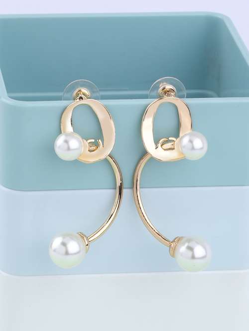 gold metal drop earring - 16995659 -  Standard Image - 0