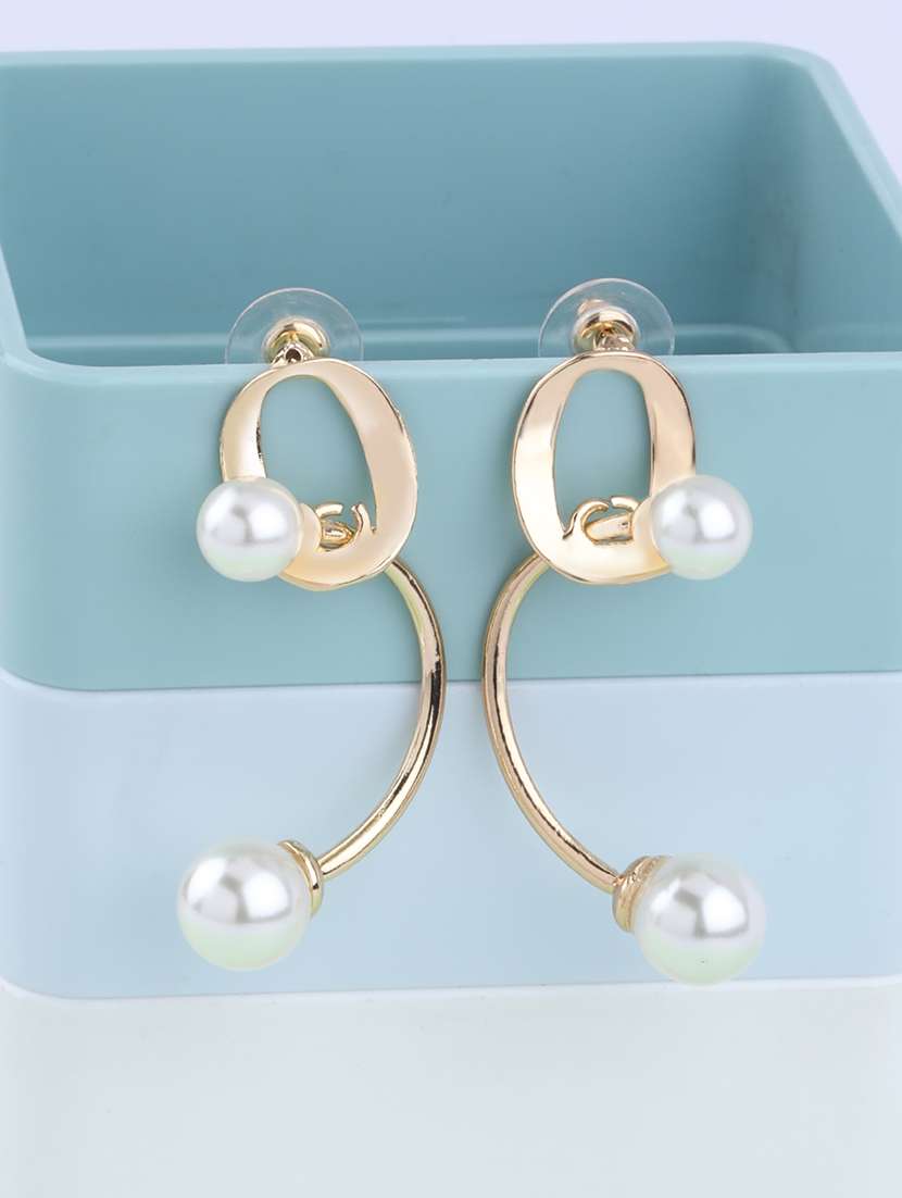 gold metal drop earring - 16995659 -  Zoom Image - 0