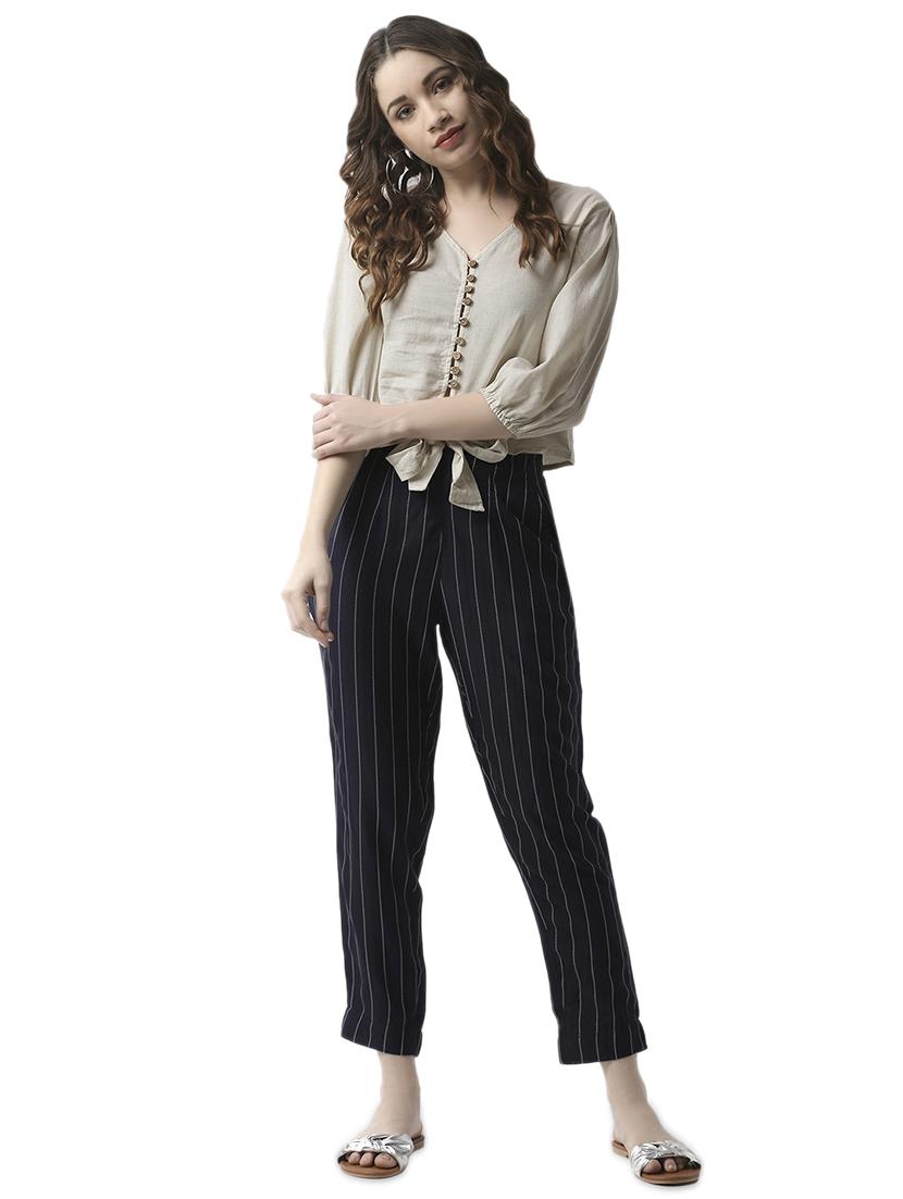 mid rise striped flat front trouser - 16995691 - Standard Image - 3