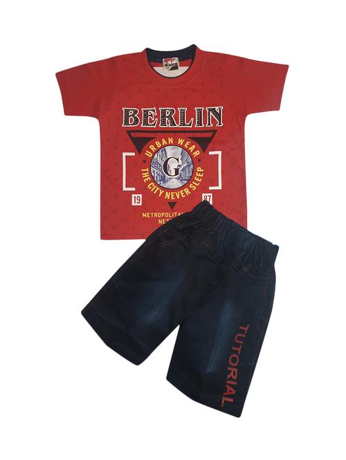 red cotton shorts set twin - 16996906 -  Standard Image - 0