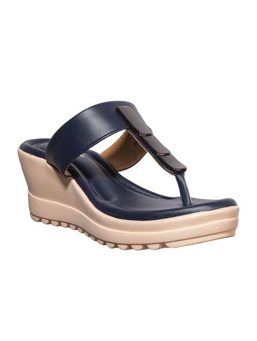 Buy online Khadim's Cleo Women Navy Casual Heel Sandal from heels
