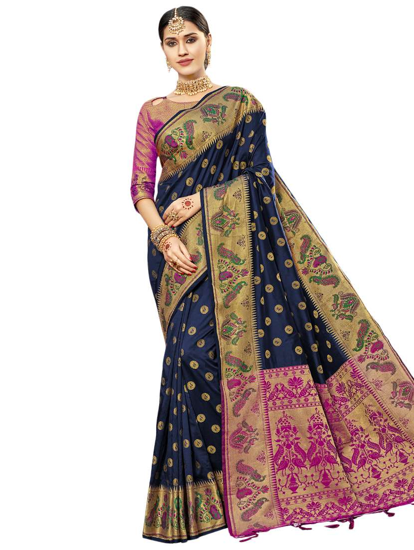 self design woven saree with blouse - 17000065 - Zoom Image - 0