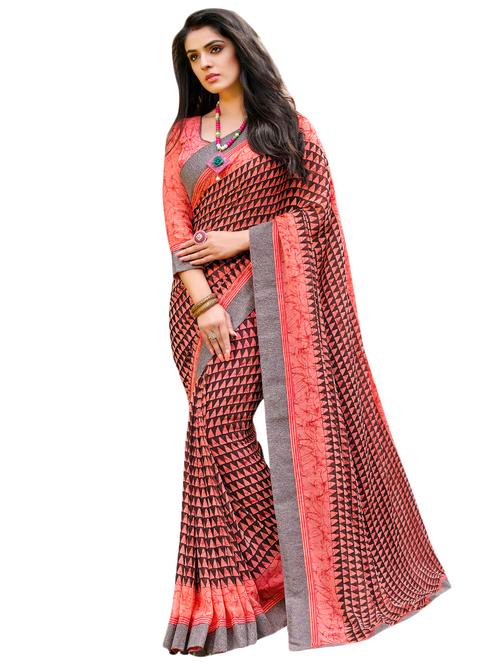 checkered printed saree with blouse - 17000118 -  Standard Image - 0