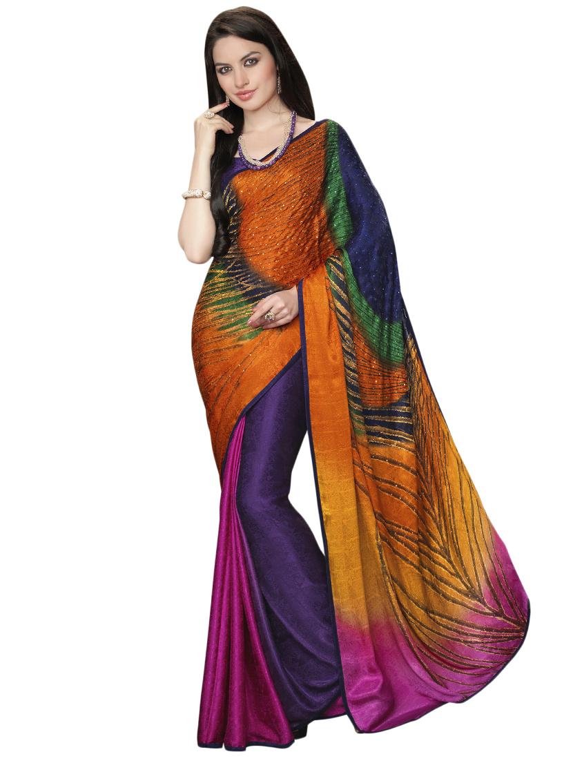 abstract printed saree with blouse - 17000133 -  Zoom Image - 0