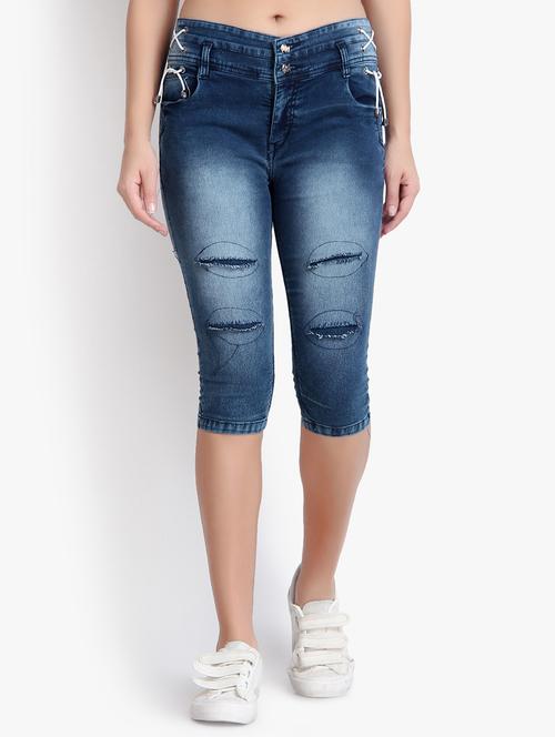 distressed denim capri  - 17001334 -  Standard Image - 0