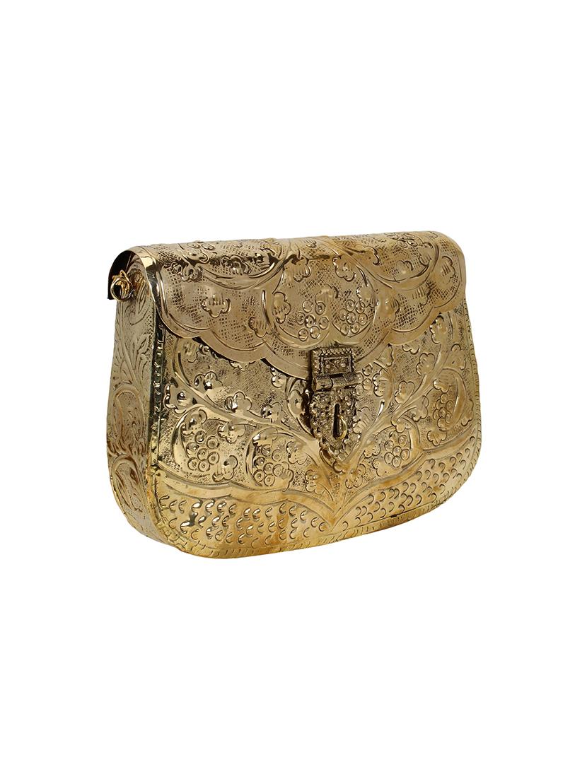 gold metal box clutch - 17001761 - Standard Image - 3