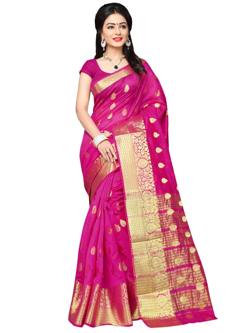 self design woven saree with blouse - 17002036 - Zoom Image - 0