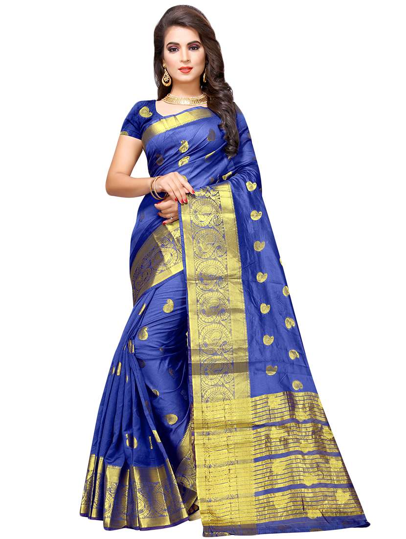 paisley kanjivaram aree with blouse - 17002048 -  Zoom Image - 0