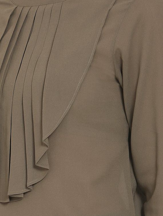 round neck ruffled detail top - 17007718 - Standard Image - 3