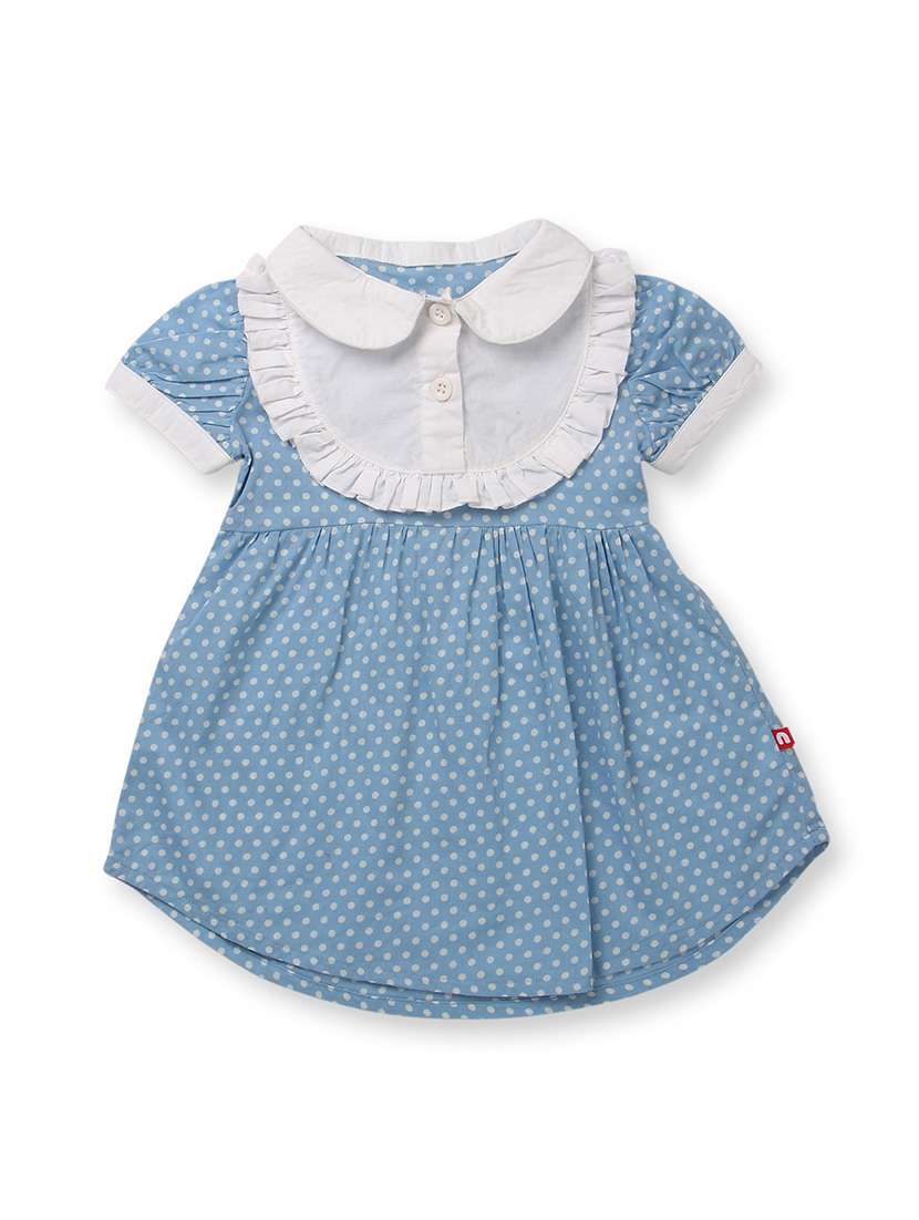 girls blue printed frock