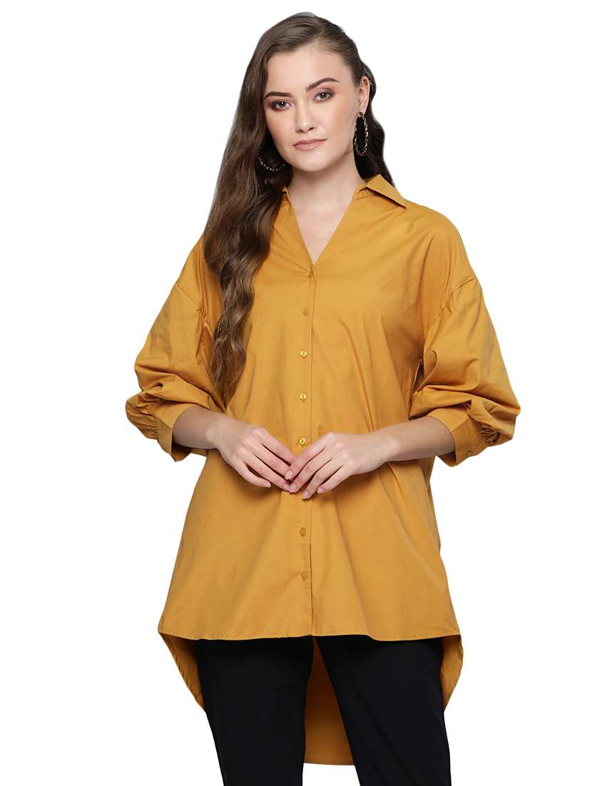 voluminous sleeves high-low shirt 