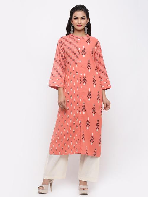 ikat print straight kurta - 17010925 - Standard Image - 0
