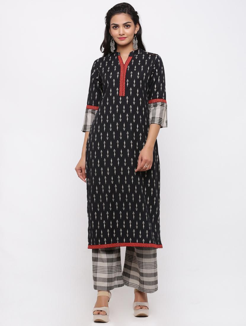 ikat kurta palazzo set - 17010935 - Zoom Image - 0
