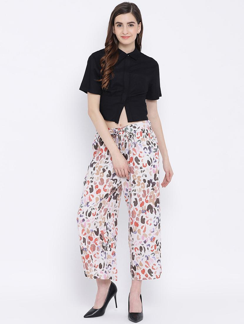 tie front printed palazzo - 17010995 - Standard Image - 3