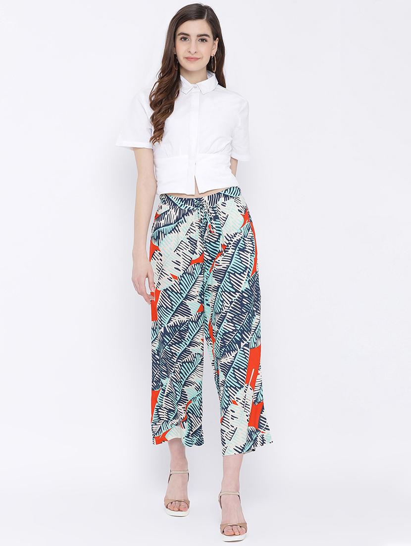 tie front printed culotte - 17010997 - Standard Image - 3