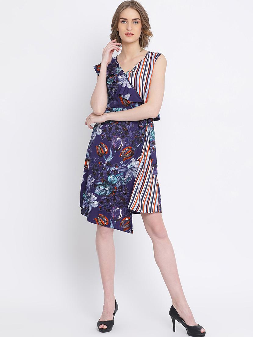 multi print asymmetric dress - 17011024 - Standard Image - 3