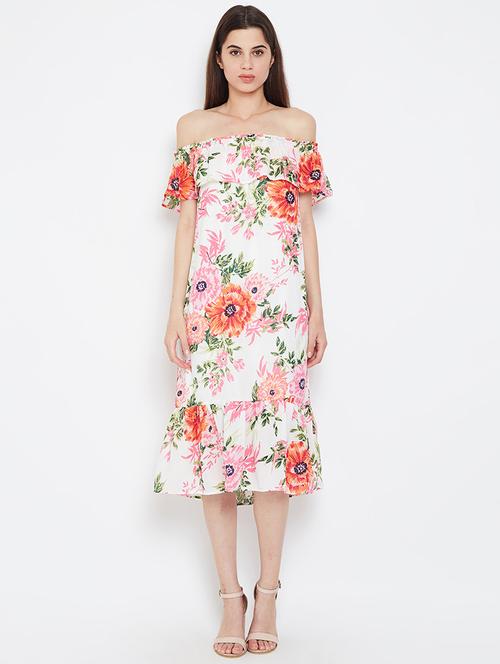 off shoulder floral a-line dress - 17011035 - Standard Image - 0