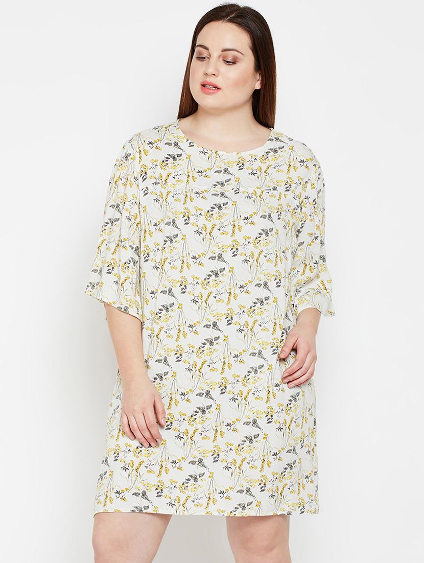round neck floral plus dress - 17011037 - Zoom Image - 0