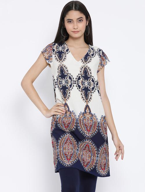 v neck printed tunic  - 17011080 -  Standard Image - 0