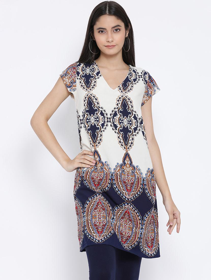 v neck printed tunic  - 17011080 -  Zoom Image - 0