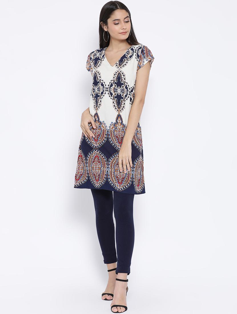 v neck printed tunic - 17011080 - Standard Image - 3