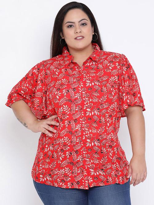 concealed placket floral plus shirt  - 17011102 -  Standard Image - 0