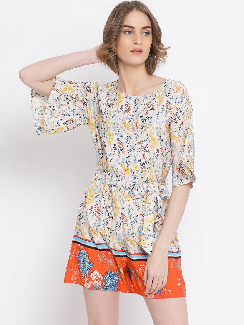 tie front floral romper  - 17011112 -  Zoom Image - 0