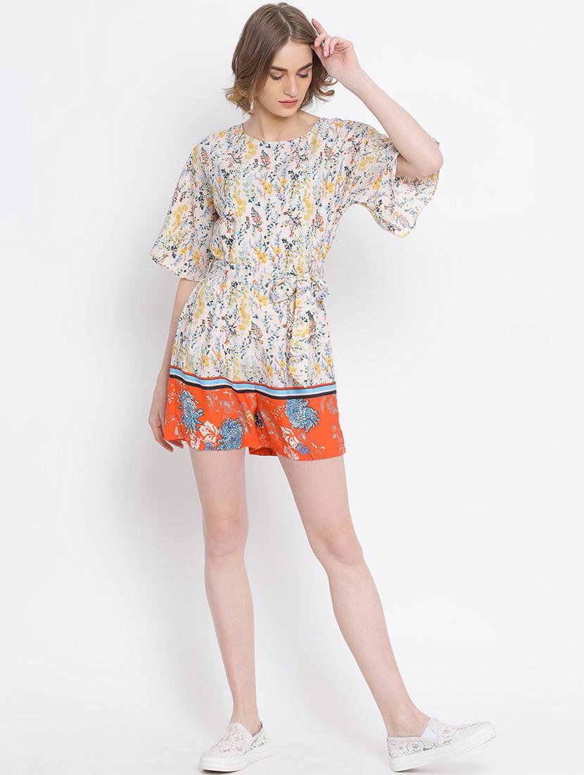 tie front floral romper - 17011112 - Standard Image - 3