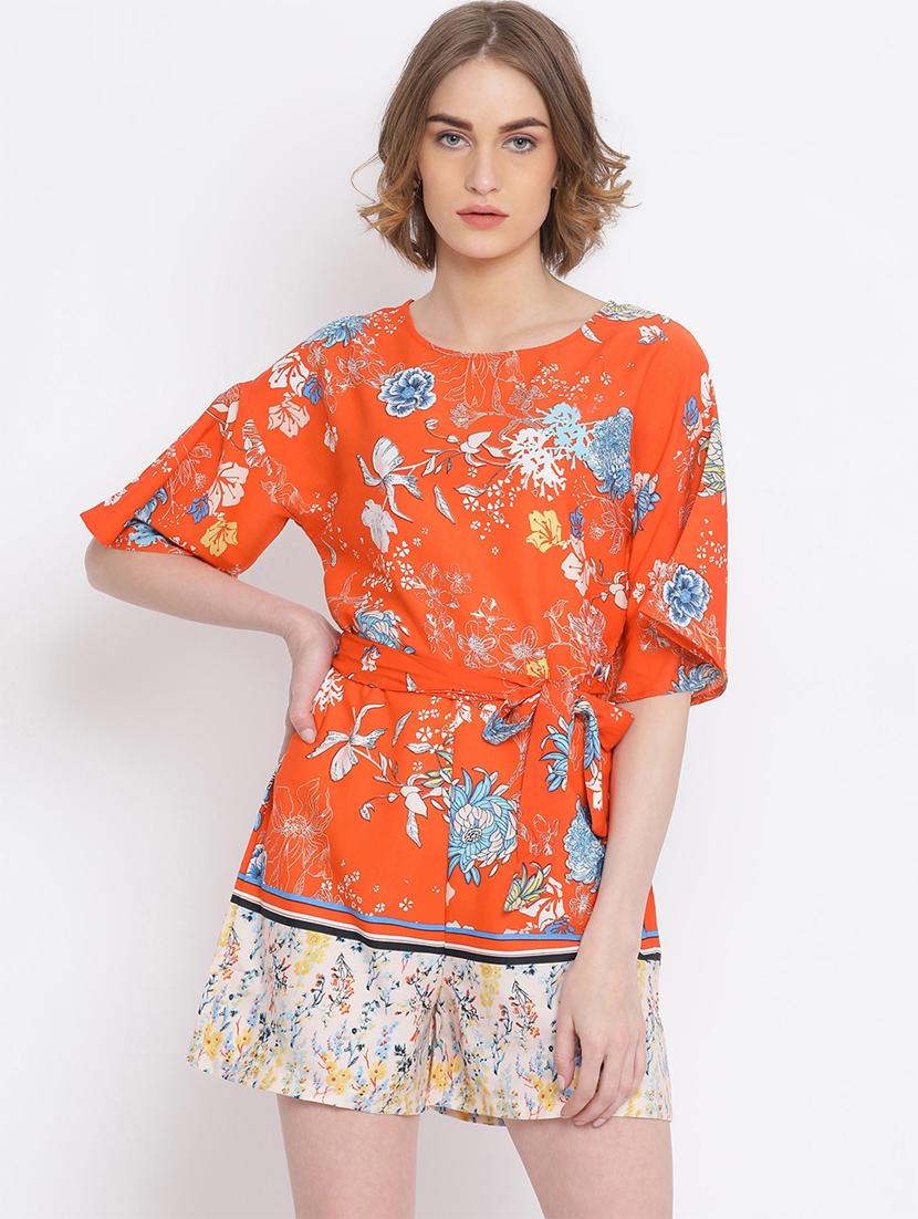 tie front floral romper - 17011113 - Zoom Image - 0