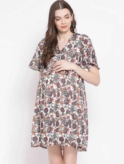 v-neck floral maternity wear dress - 17011117 - Standard Image - 0