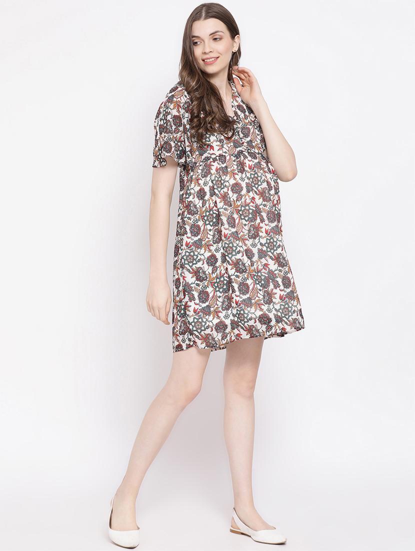 v-neck floral maternity wear dress - 17011117 - Standard Image - 3