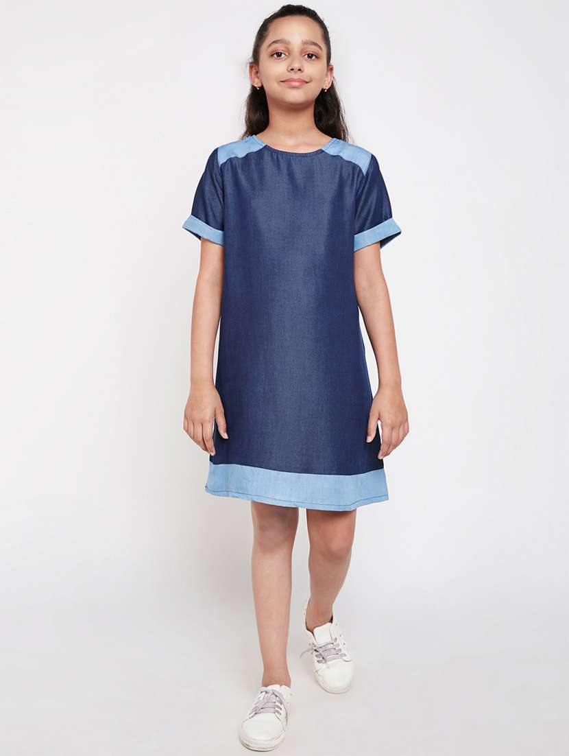 girls round neck short sleeves frock