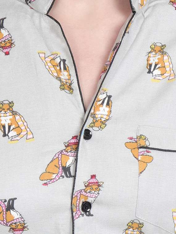 grey silk blend pyjama set nightwear - 17011641 -  Standard Image - 3