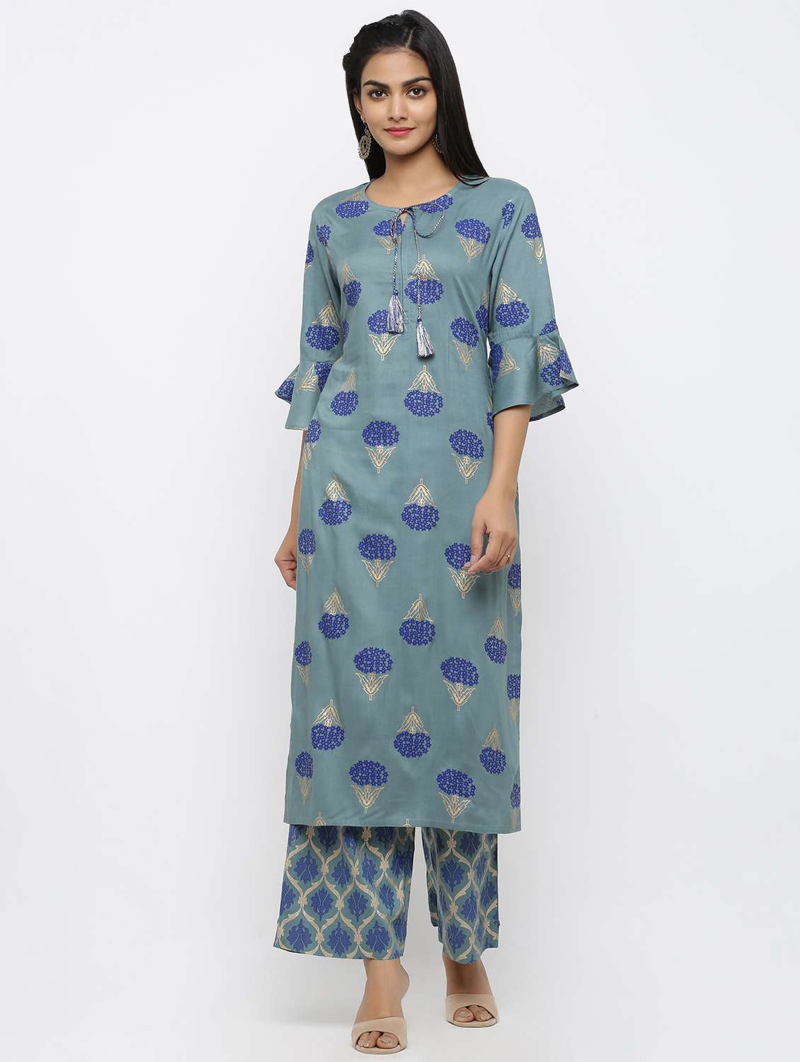 bell sleeves kurta palazzo set